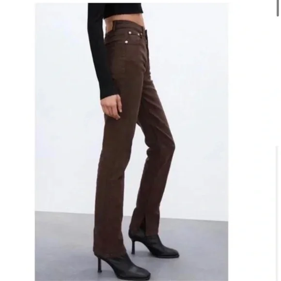 Zara split hem Brown jeans Size 4 - Picture 2 of 7